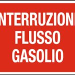 CARTELLO IN ALLUMINIO FORMATO MM 300X200 INTERRUZIONE FLUSSO GASOLIO (1338B)