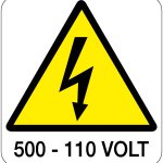 CARTELLO IN ALLUMINIO FORMATO MM 330X350 500-110 VOLT (138B)