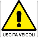 CARTELLO IN ALLUMINIO FORMATO MM 330X350 USCITA VEICOLI (158B)