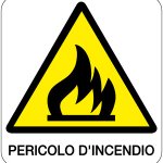 CARTELLO IN ALLUMINIO FORMATO MM 330X350 PERICOLO D'INCENDIO (182B)
