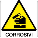 CARTELLO IN ALLUMINIO FORMATO MM 330X350 CORROSIVI (199B)