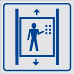 ETICHETTA AUTOADESIVA LATO MM 165 PITTOGRAMMA ASCENSORE (2110)