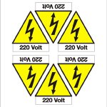FOGLIO DISTRIBUTORE FORMATO MM 165X175 DA 6 ETICHETTE PITTOGRAMMA FOLGORE+220 VOLT (W0122328)
