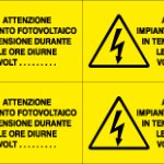 Foglio Distributore Formato Mm 330x170 Da 4 Et Attenzione Impianto Fotovoltaico