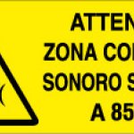ATTENZIONE ZONA CON LIVELLO SONORO SUPERIORE A 85 dBa RETTANGOLARE (431)