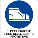 CARTELLO IN ALLUMINIO FORMATO MM 330X350 E' OBBL USO DELLE SCARPE PROT (950B)