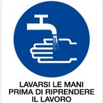 CARTELLO IN ALLUMINIO FORMATO MM 330X350 LAVARSI MANI PRIMA DI RIPR LAV (951B)