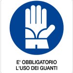 CARTELLO IN ALLUMINIO FORMATO MM 330X350 E' OBBL L'USO DEI GUANTI (953B)