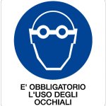 CARTELLO IN ALLUMINIO FORMATO MM 330X350 E' OBBL L'USO DEGLI OCCHIALI (958B)