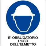 CARTELLO IN ALLUMINIO FORMATO MM 330X350 E' OBBL L'USO DELL'ELMETTO (965B)