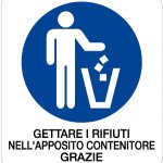 CARTELLO IN ALLUMINIO FORMATO MM 330X350 GETTARE RIFIUTI NELL'APP CONT (969B)