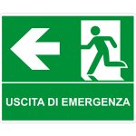 USCITA DI EMERGENZA SINISTRA ORIZZONTALE (CON TESTO) NORMA UNI EN ISO 7010 (E0011762)