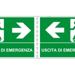 USCITA DI EMERGENZA SINISTRA ORIZZONTALE (CON TESTO) BIFACCIALE NORMA UNI EN ISO 7010 (E001B1762)