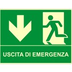 USCITA DI EMERGENZA BASSO ORIZZONTALE (CON TESTO) FOTOLUMINESCENTE NORMA UNI EN ISO 7010 (E001L1760)