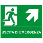 USCITA DI EMERGENZA ALTO A DESTRA ORIZZONTALE (CON TESTO) NORMA UNI EN ISO 7010 (E0021756)