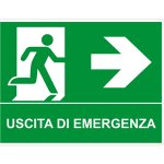 USCITA DI EMERGENZA DESTRA ORIZZONTALE (CON TESTO) NORMA UNI EN ISO 7010 (E0021761)