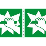 ROMPERE IN CASO DI EMERGENZA VERTICALE (CON TESTO) BIFACCIALE NORMA UNI EN ISO 7010 (E008B1787)