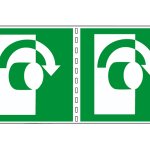 GIRARE LA MANIGLIA IN SENSO ORARIO VERTICALE (CON TESTO) BIFACCIALE NORMA UNI EN ISO 7010 (E019B1796)