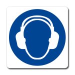 OBBLIGATORIO INDOSSARE LA PROTEZIONE DELL'UDITO (CON TESTO) NORMA UNI EN ISO 7010 (M0031021)