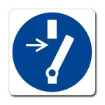 OBBLIGATORIO DISCONNETTERE IL MACCHINARIO PRIMA DI EFFETTUARE RIPARAZIONI O MANUTENZIONI NORMA UNI EN ISO 7010 (M021937)