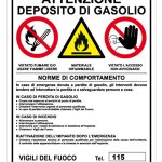 CARTELLO IN ALLUMINIO FORMATO MM 500X700 ATTENZIONE NE DEPOSITO GASOLIO-NORME (MS1232C)