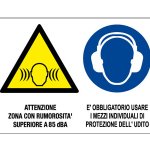 CARTELLO IN ALLUMINIO FORMATO MM 500X330 MULTISIMBOLO ATTENZIONE ZONA RUMOROS (MS1264)
