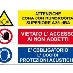 CARTELLO IN ALLUMINIO FORMATO MM 500X330 MULTISIMBOLO ATTENZIONE ZONA RUMOROS (MS1266)