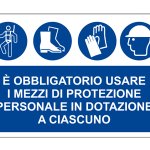 CARTELLO IN ALLUMINIO FORMATO MM 500X330 IMBRACATURA SCARPE GUANTI ELMETTO (DPI) (MS1292)