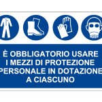 CARTELLO IN ALLUMINIO FORMATO MM 500X330 TUTA SCARPE GUANTI MASCHERA (DPI) (MS1293)