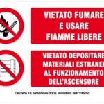 CARTELLO IN ALLUMINIO FORMATO MM 148X105 DIVIETI PER VANO ASCENSORE (R1422E)