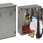 IDRANTE DN 45 A MURO DA ESTERNO INOX CE COMPLETO DI PORTELLO PIENO E LANCIA CON LEVA   (0965)