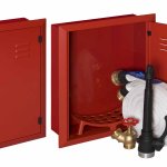 IDRANTE DN 45 A MURO DA INCASSO ROSSO CE COMPLETO DI PORTELLO PIENO E LANCIA CON LEVA  (0967)