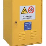 ARMADIO PER  LIQUIDI INFIAMMABILI CON 1 ANTA CIECA + 1 RIPIANO + VASCA DI RACCOLTA (3,6LT) (10103)