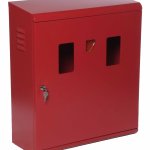CASSETTA PORTA ESTINTORE KG. 6 MODELLO 'DOUBLE' VERNICIATA ROSSO CON 2 FINESTRE DI ISPEZIONAMENTO ALLOGGIO PER CHIAVE (9257)