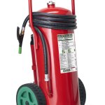 50-Liter Green Wave Lith-M Foam Wheeled Fire Extinguisher Suitable for Lithium Batteries in Stainless Steel – GW50A – Class A IV B