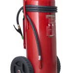 Fahrbarer 100-Liter-Feuerlöscher mit Green Wave Lith-M Schaummittel für Lithiumbatterien geeignet, aus Edelstahl – Hilfsdruck – GW100A – Klasse A IV B