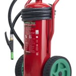 25-Liter Green Wave Lith-M Schaum-Feuerlöscher auf Wagen, geeignet für Lithium-Batterien, aus Edelstahl – GW25P – Klasse A IV B