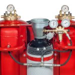 TWIN AGENT WHEELED DEVICE 100 Kg Powder - 100 L Foam - A B C - PED 2014/68/UE - Code 30119