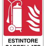 CARTELLO IN ALLUMINIO ESTINTORE CARRELATO CON TESTO