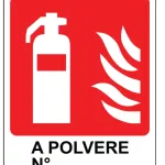 CARTELLO IN ALLUMINIO ESTINTORE A POLVERE CON TESTO " ESTINTORE N° "