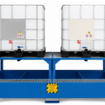 	VASCHE IN ACCIAIO VERNICIATO PER IBC CON RIALZO per stoccaggio di 2 cisternette da 1000 litri