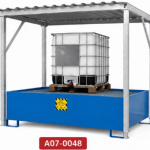 	VASCA PER IBC CON TETTOIA ZINCATA per stoccaggio di 1 cisternetta da 1000 litri