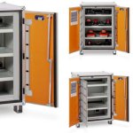 ARMADI PREMIUM PLUS PER RICARICA BATTERIE AL LITIO Versioni monofase e trifase con quattro ripiani e piedini impilabili