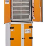 ARMADIO DI RICARICA e STOCCAGGIO PER BATTERIE AL LITIO 8 ripiani, con piedini, alimentazione monofase, versione PREMIUM