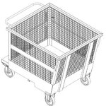 CONTENITORI RIBALTABILI CON PARETI IN RETE E RUOTE 1550 x 1070 x h1210 mm 180 x h60 mm 1.070 L 1.700 kg