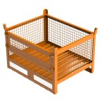 CONTENITORI METALLICI VERNICIATI IN RETE CON SLITTA E PORTELLO con portate da 1.000 e 2.000 kg
