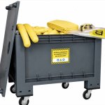 Kit contenitore PE carrellato CHIMI con polvere assorbente vegetale ignifugata