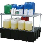 SCAFFALATURA DI BASE PER STOCCAGGIO TANICHE 4 montanti ad innesto e 1 griglia in acciaio (senza vasca di raccolta)