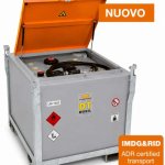 SERBATOIO PER TRASPORTO DIESEL OMOLOGATO ADR Acciaio / HDPE 980 Lt con elettropompa e pistola automatica