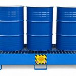 VASCA ACCIAIO VERNICIATO 3 FUSTI IN LINEA per stoccaggio di 3 fusti da 200 kg